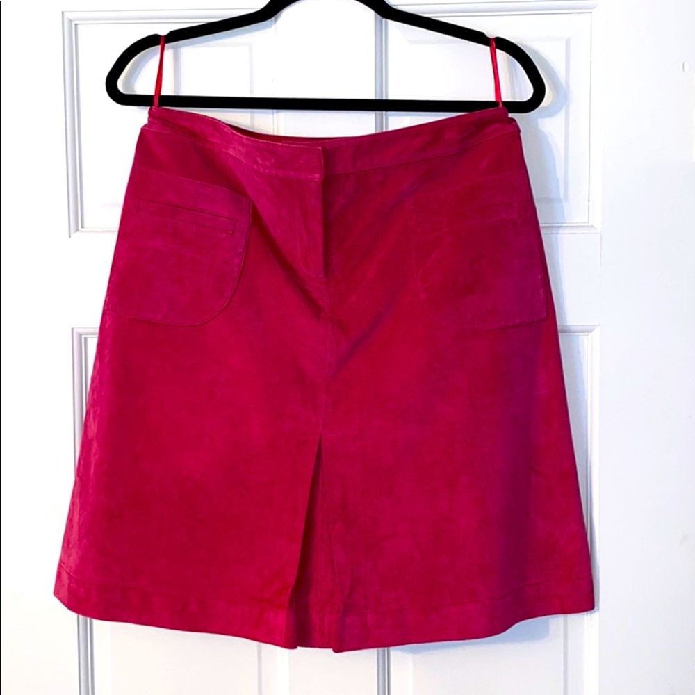 Hot pink leather skirt